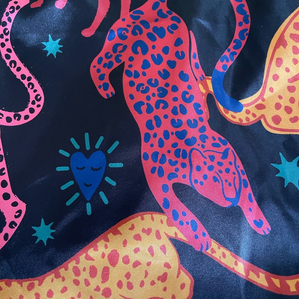 Silky Black Leopard-Print Wide Leg Pajama Pants - Picture 8 of 9